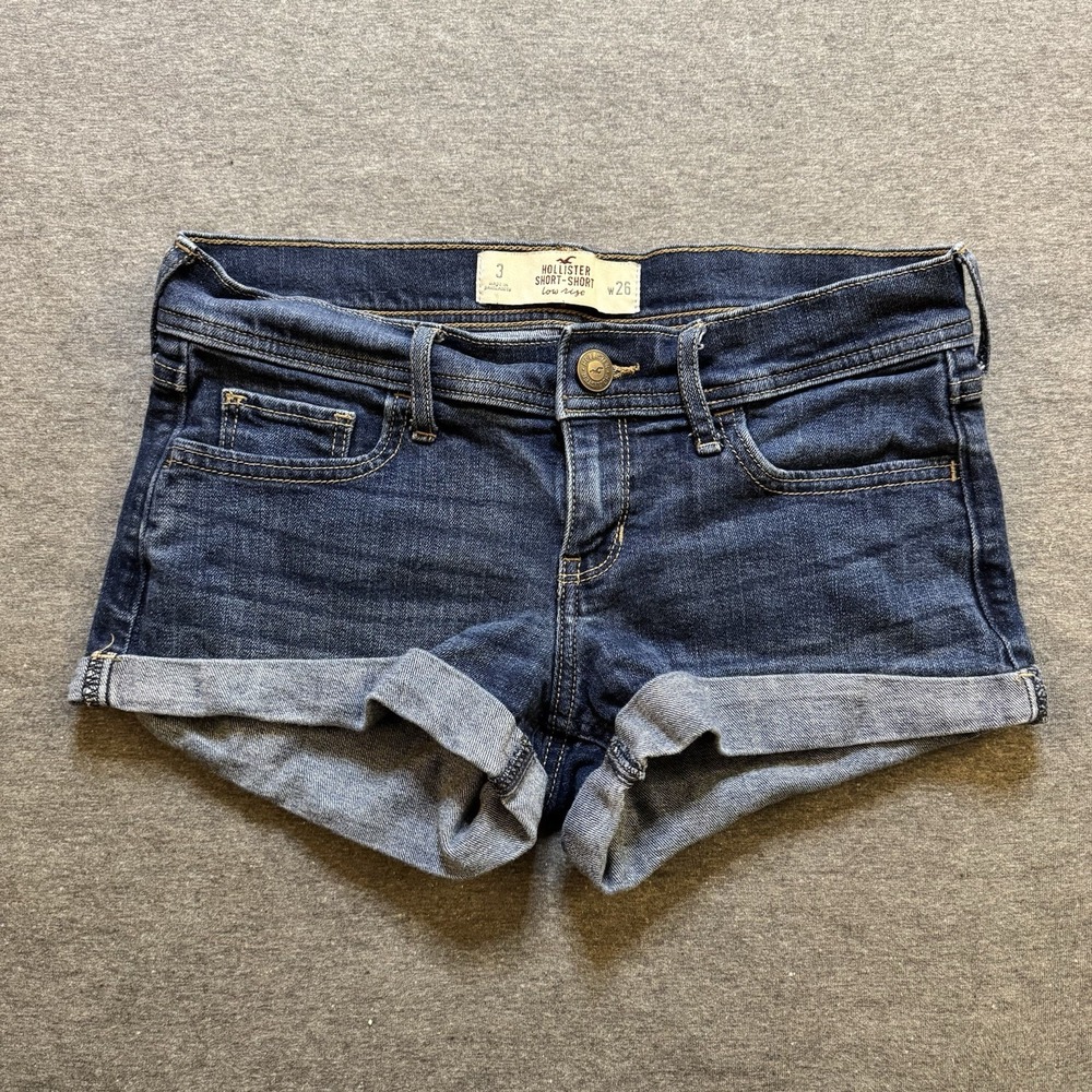 Abercrombie & Fitch Micro Short-Short Cuffed Shorts Dark Wash Low Rise Y2K Sz 3